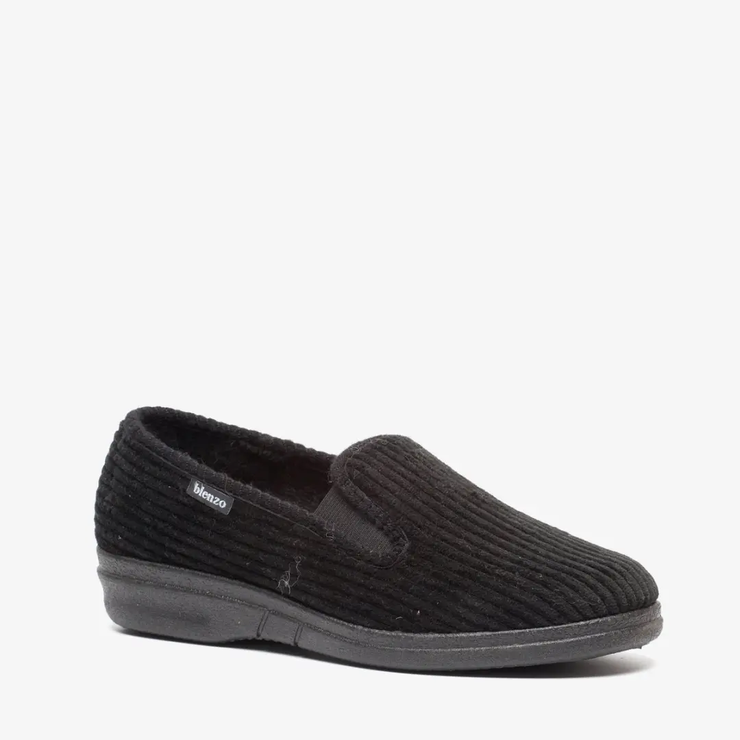 Blenzo heren pantoffels rib zwart