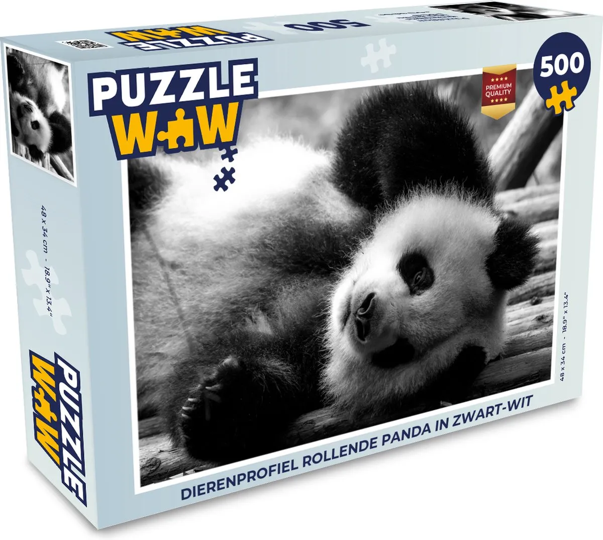 PuzzleWow Dierenprofiel Rollende Panda Legpuzzel 500 Stuks