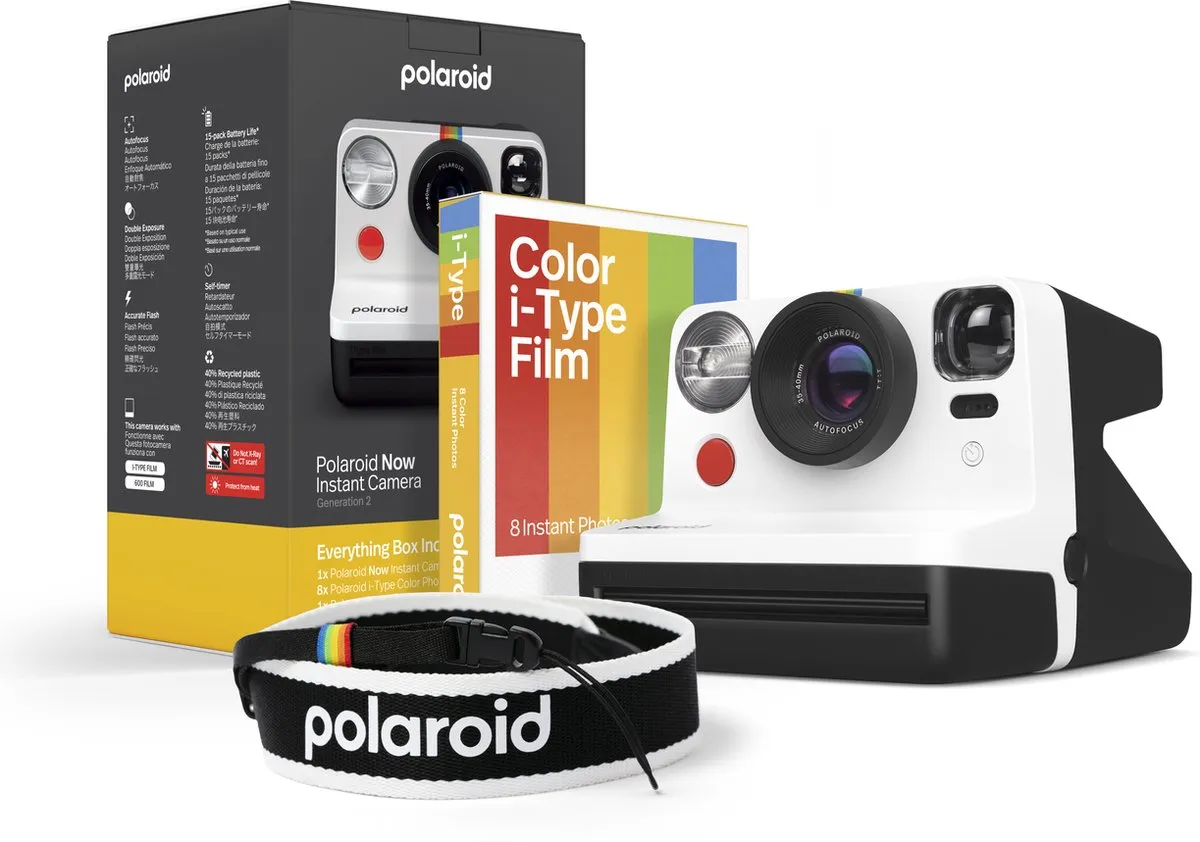 Polaroid Now Gen 2 Everything Box Black & White (incl draagriem en single pack color i-Type film)