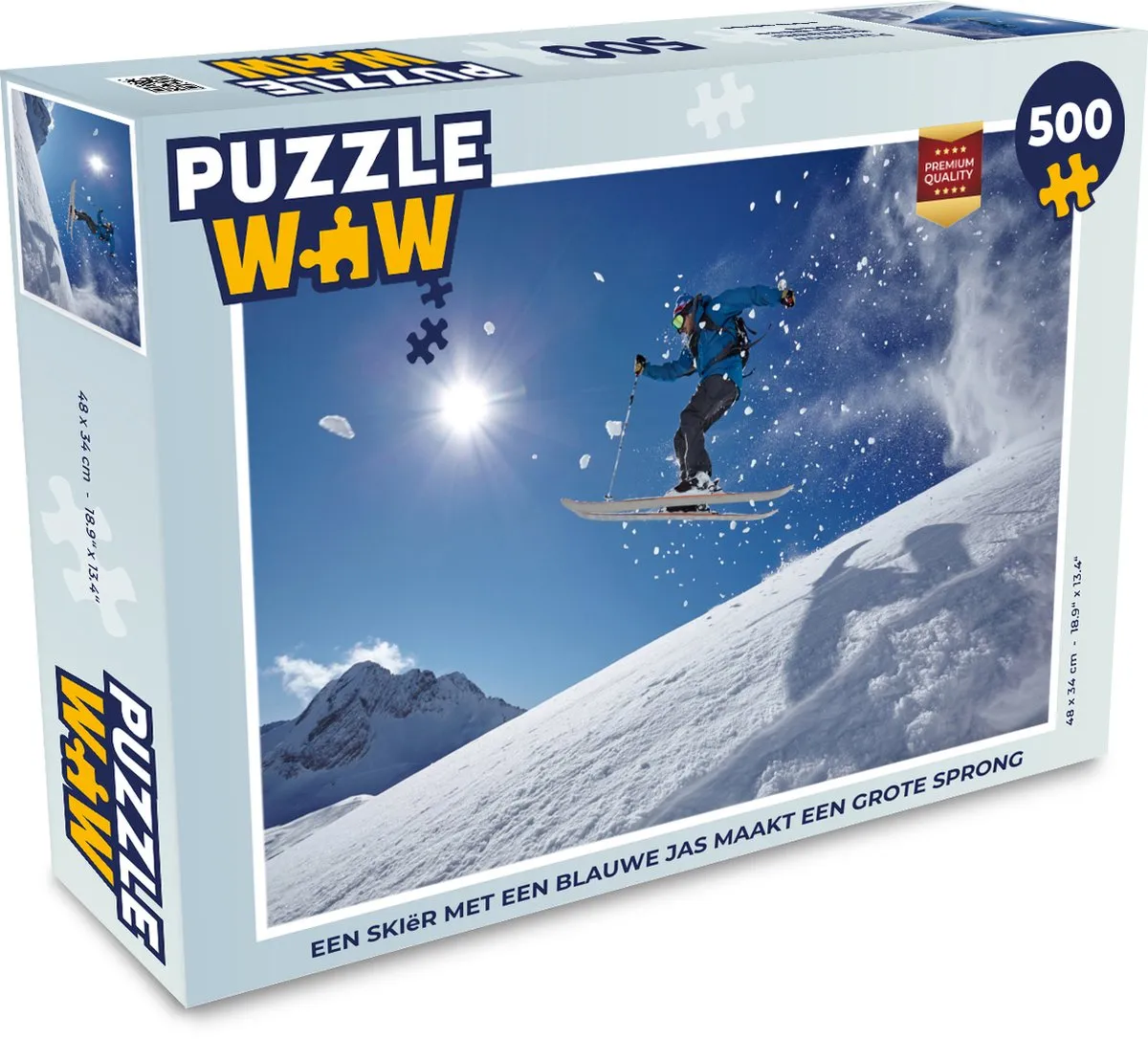 PuzzleWow Legpuzzel Skiër - 500 Stuks - Multicolor