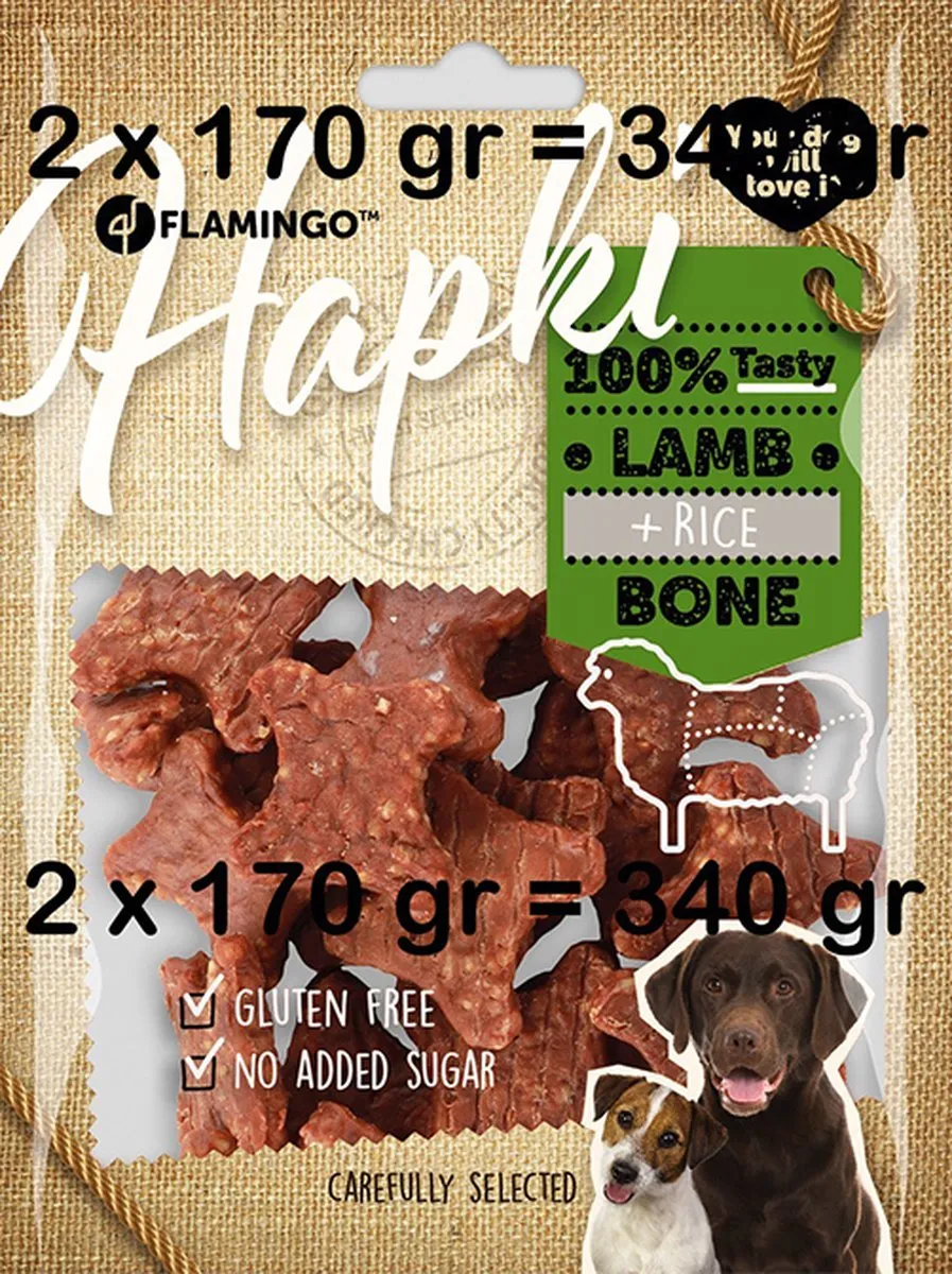 Flamingo Hapki Hondensnacks Lam & Rijst 340g