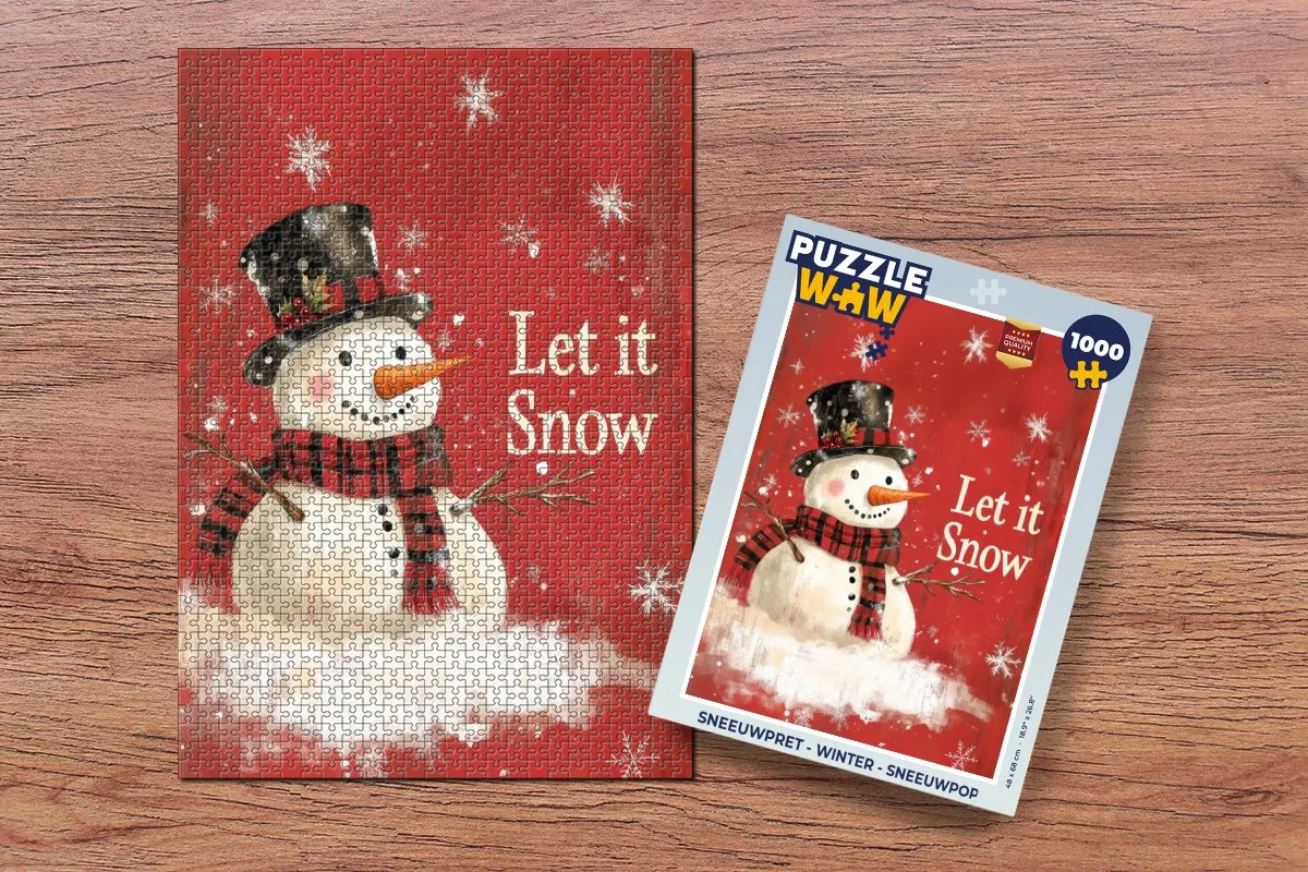 PuzzleWow Sneeuwpret Winter Sneeuwpop Puzzel - 1000 Stuks