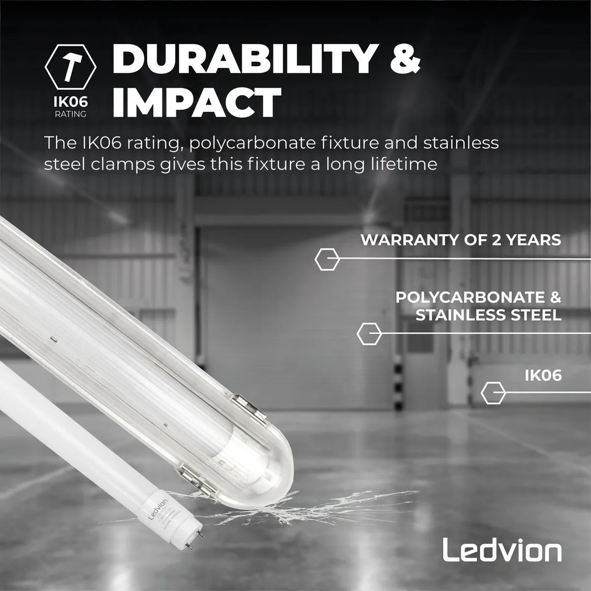 Ledvion LED TL Armatuur 150cm 15W 6500K - Grijs