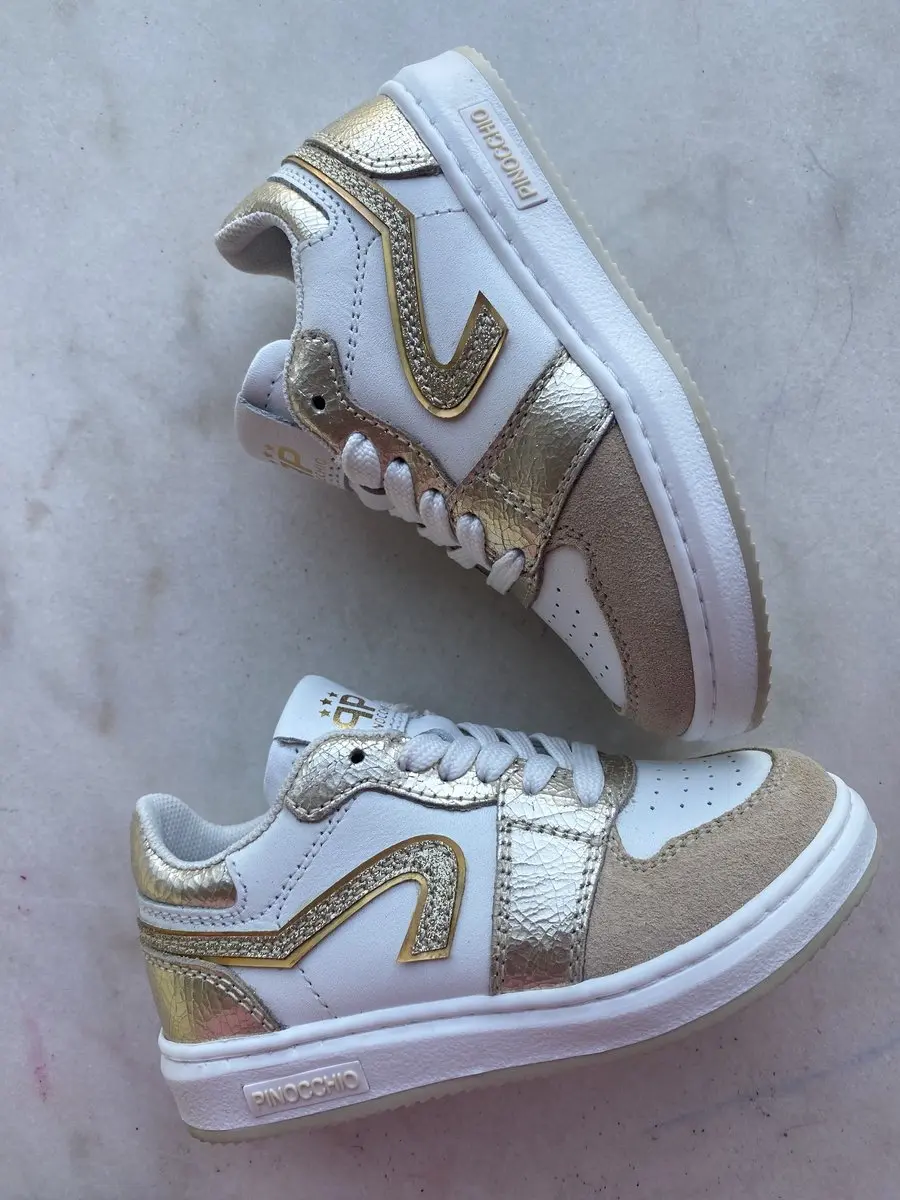 Pinocchio meisjessneaker wit/goud maat 30
