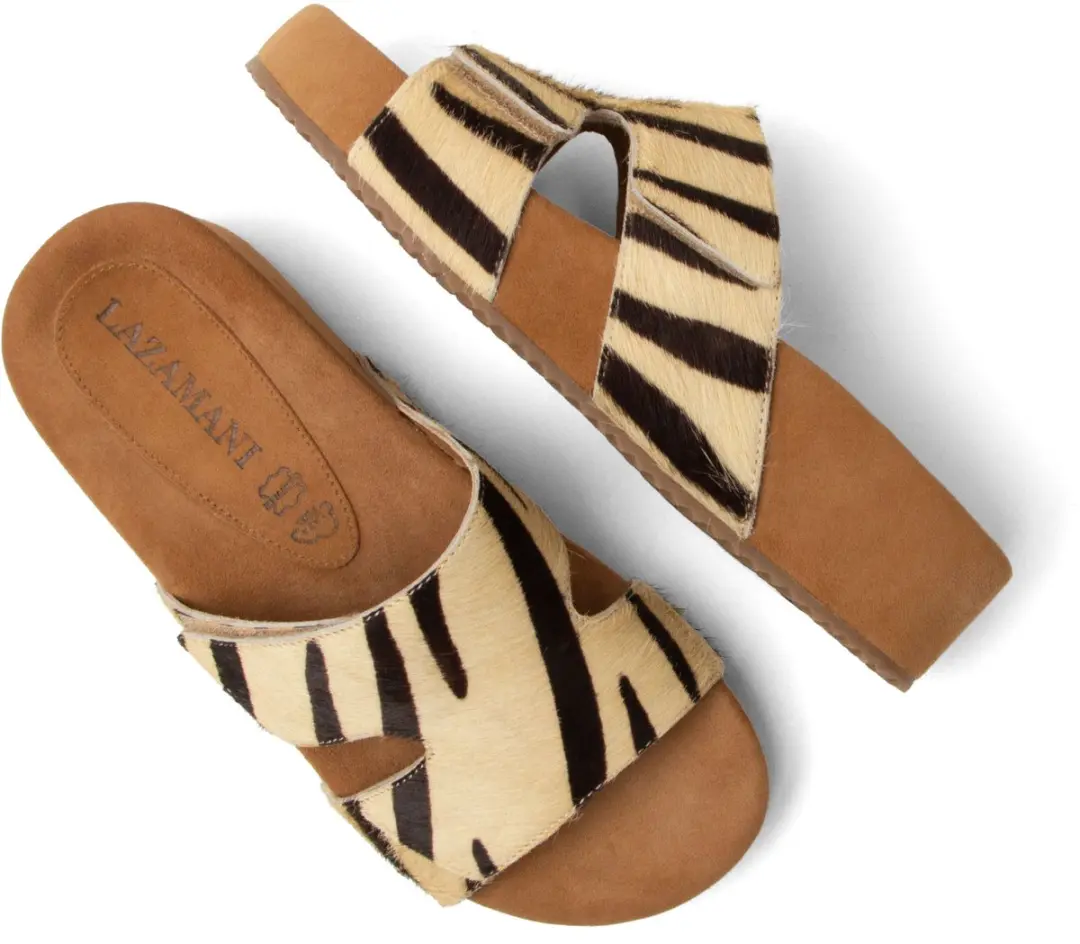 Lazamani Mille Dames Slippers Ponyhaar Zebra - afbeelding 3 van 6