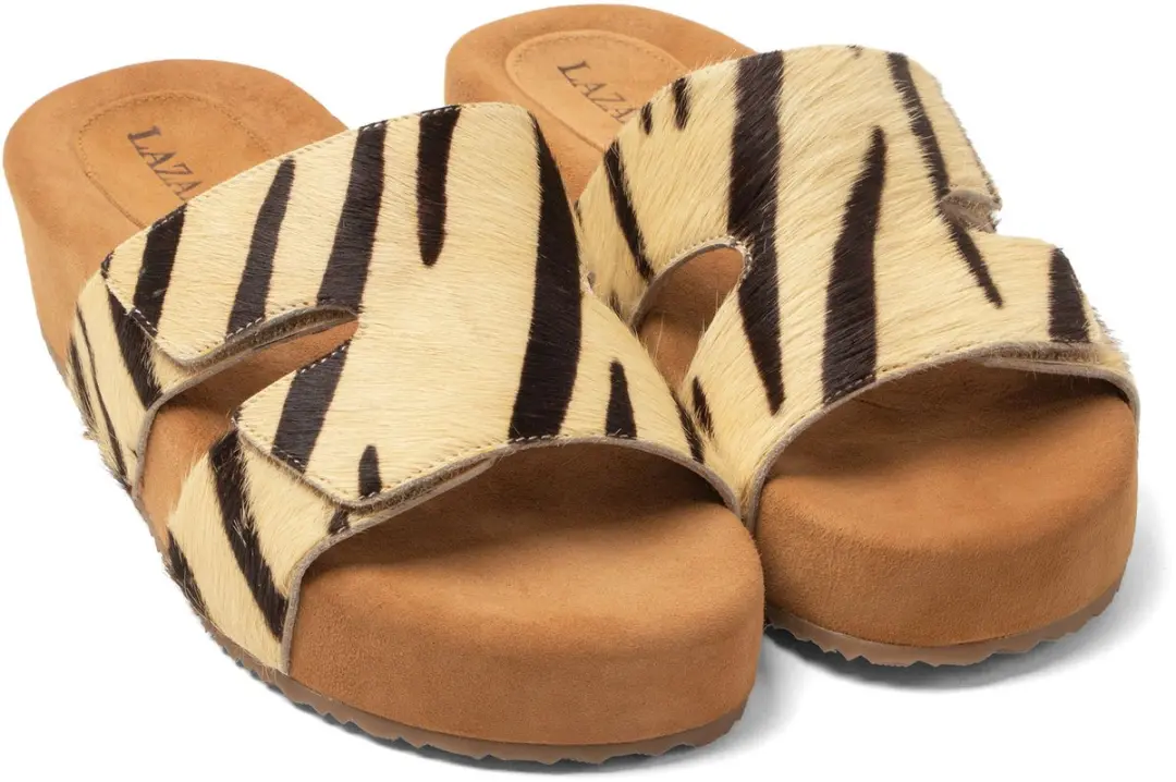 Lazamani Mille Dames Slippers Ponyhaar Zebra - afbeelding 2 van 6