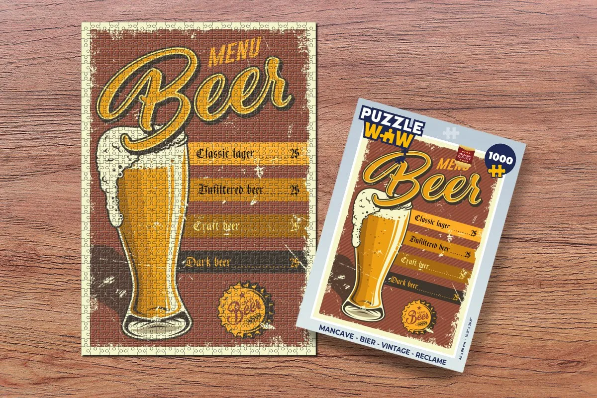 PuzzleWow Mancave Bier Legpuzzel 1000 Stuks - Multicolor