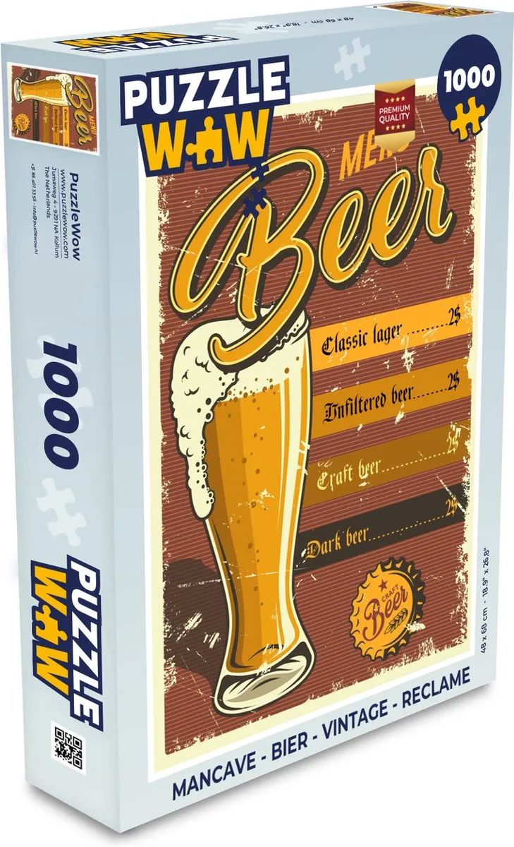 PuzzleWow Mancave Bier Legpuzzel 1000 Stuks