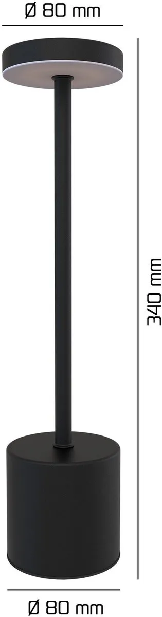 Ledvion Luna Oplaadbare Tafellamp - 2 Stuks - Mat Zwart - 1.5W