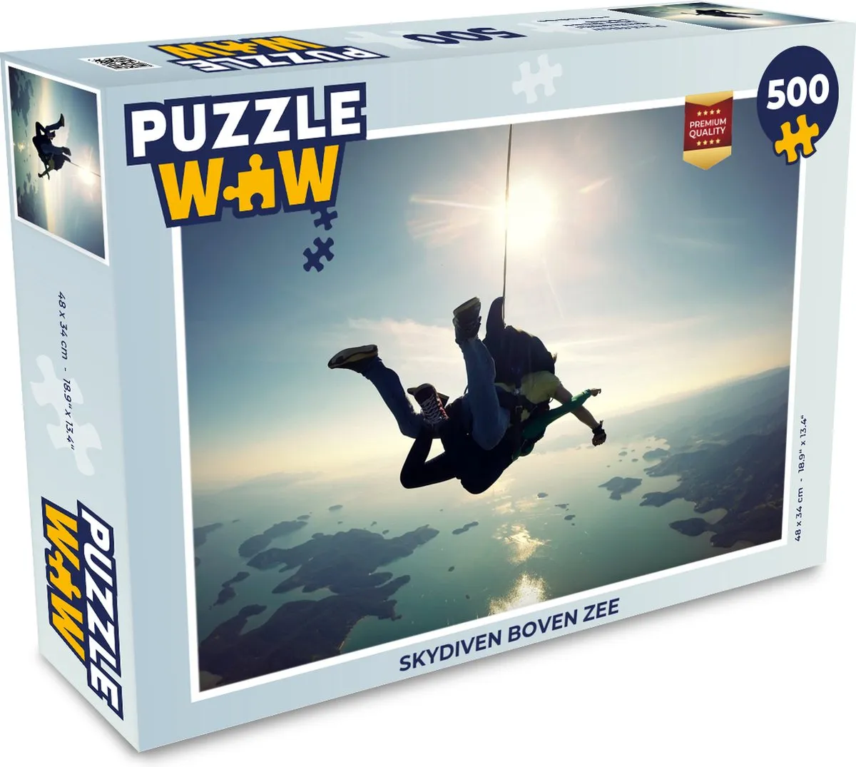 PuzzleWow Legpuzzel Skydiven boven zee 500 Stuks