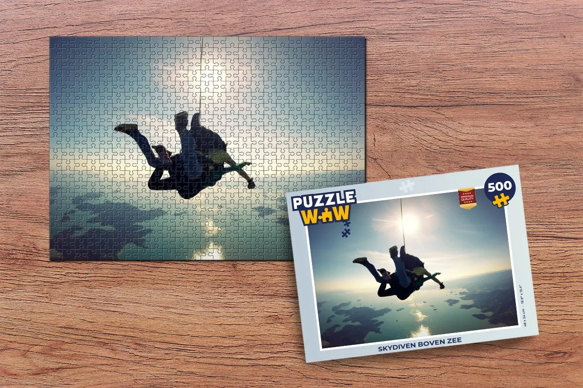 PuzzleWow Legpuzzel Skydiven boven zee 500 Stuks - Multicolor