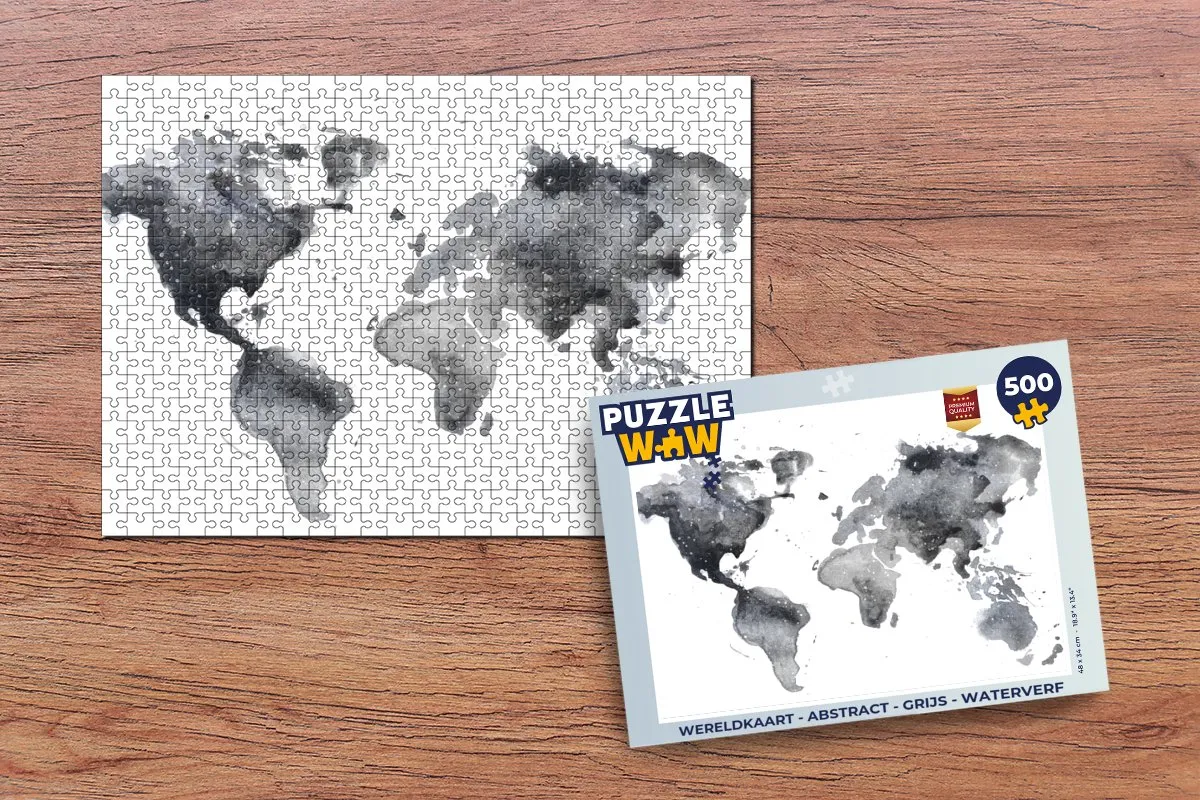 PuzzleWow Wereldkaart Abstract Legpuzzel 500 Stuks - Multicolor
