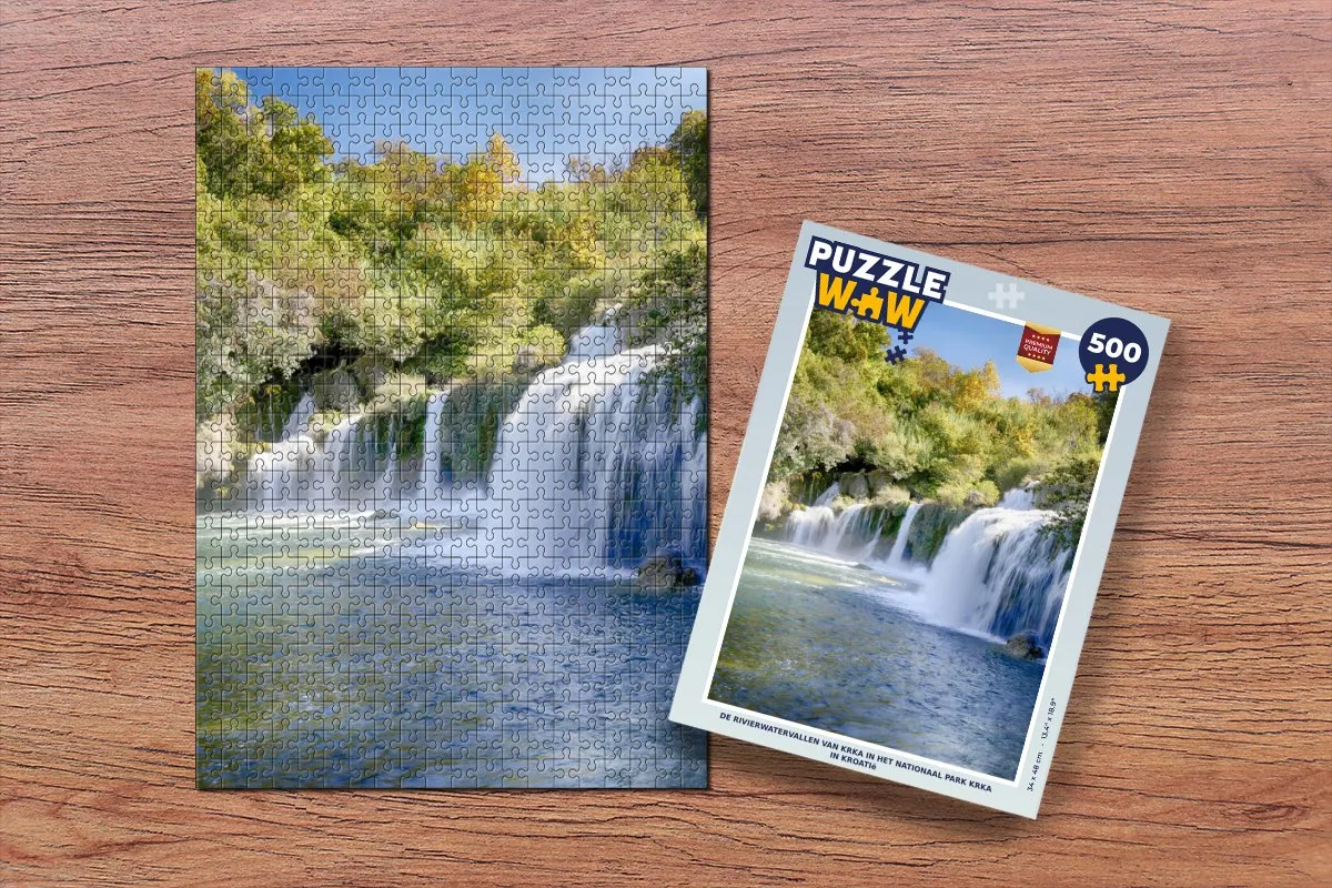 PuzzleWow Rivierwatervallen Krka Legpuzzel 500 Stuks - Multicolor