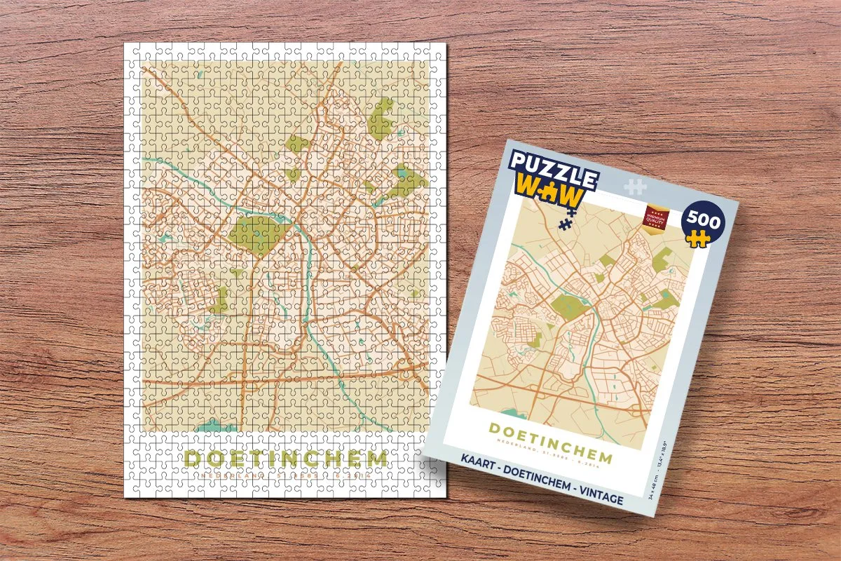 PuzzleWow Legpuzzel Doetinchem Vintage 500 Stuks - Multicolor