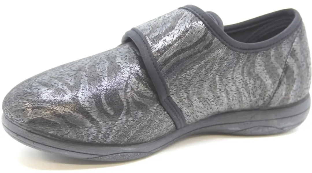 Q-Fit Geneve2 2002.01 Medische pantoffel - Zwart Tijgerprint - afbeelding 2 van 5