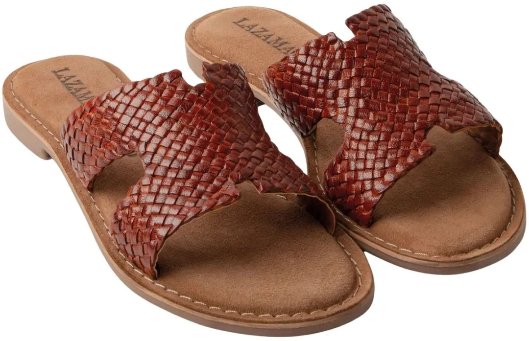 Lazamani - Flor Dames Slippers Leer Tan - Maat 38