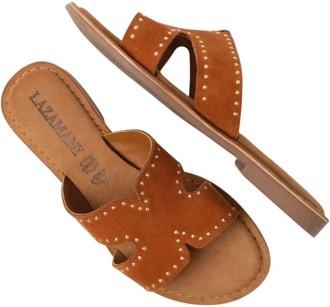 Lazamani Lina Teenslippers Dames bruin - afbeelding 2 van 6