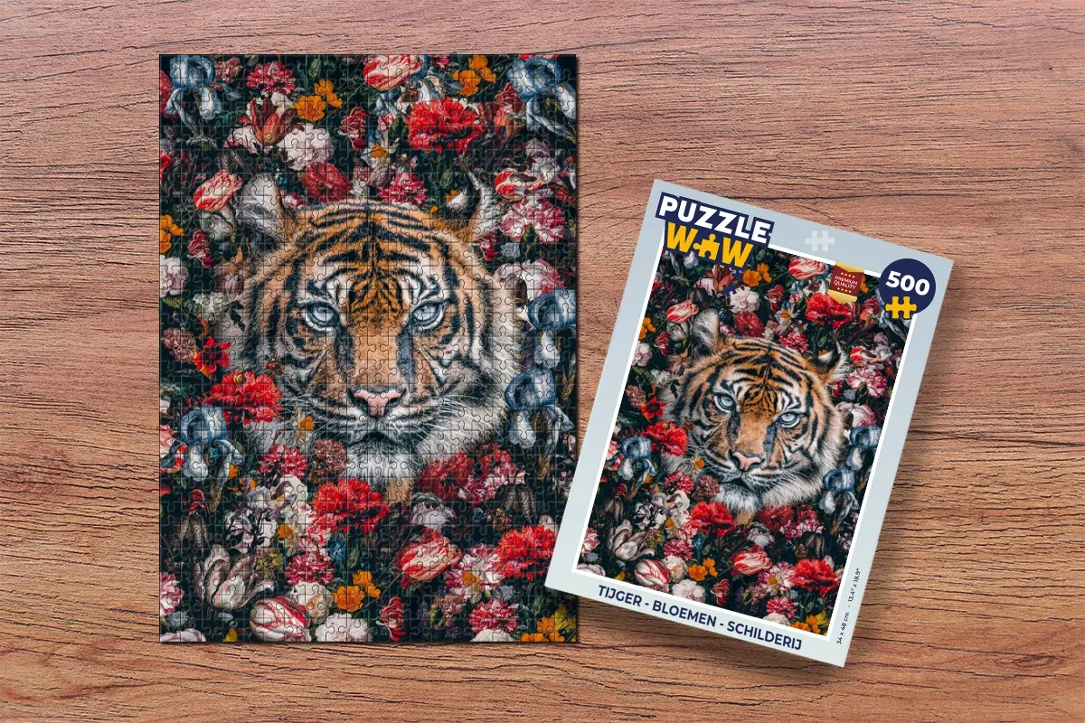 PuzzleWow Bloemen Legpuzzel 500 Stuks - Tijger - Multicolor