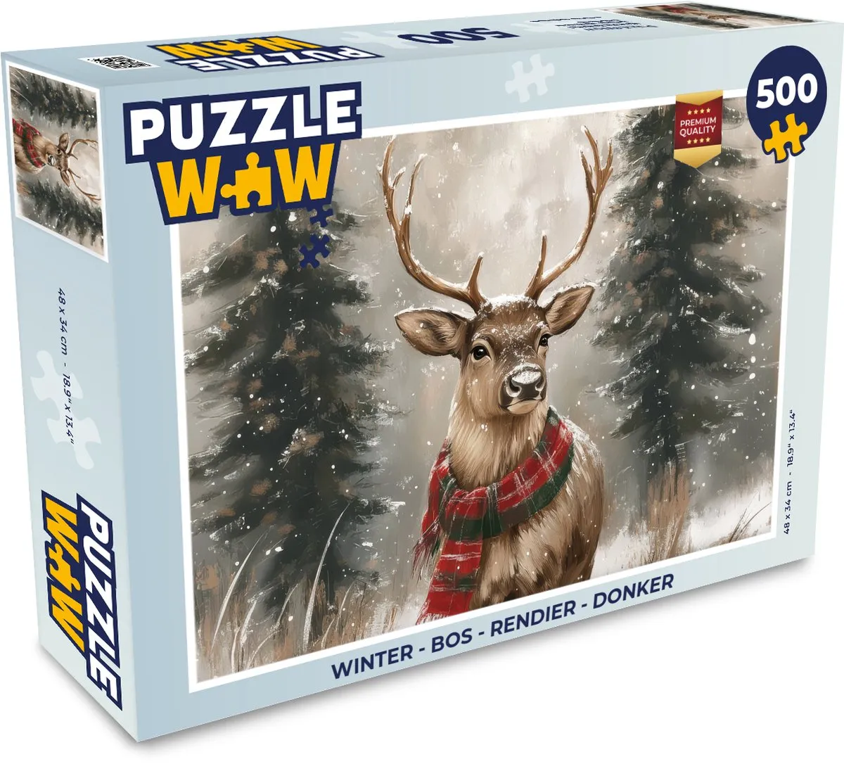 PuzzleWow Winter Bos Rendier Puzzle 500 Stuks