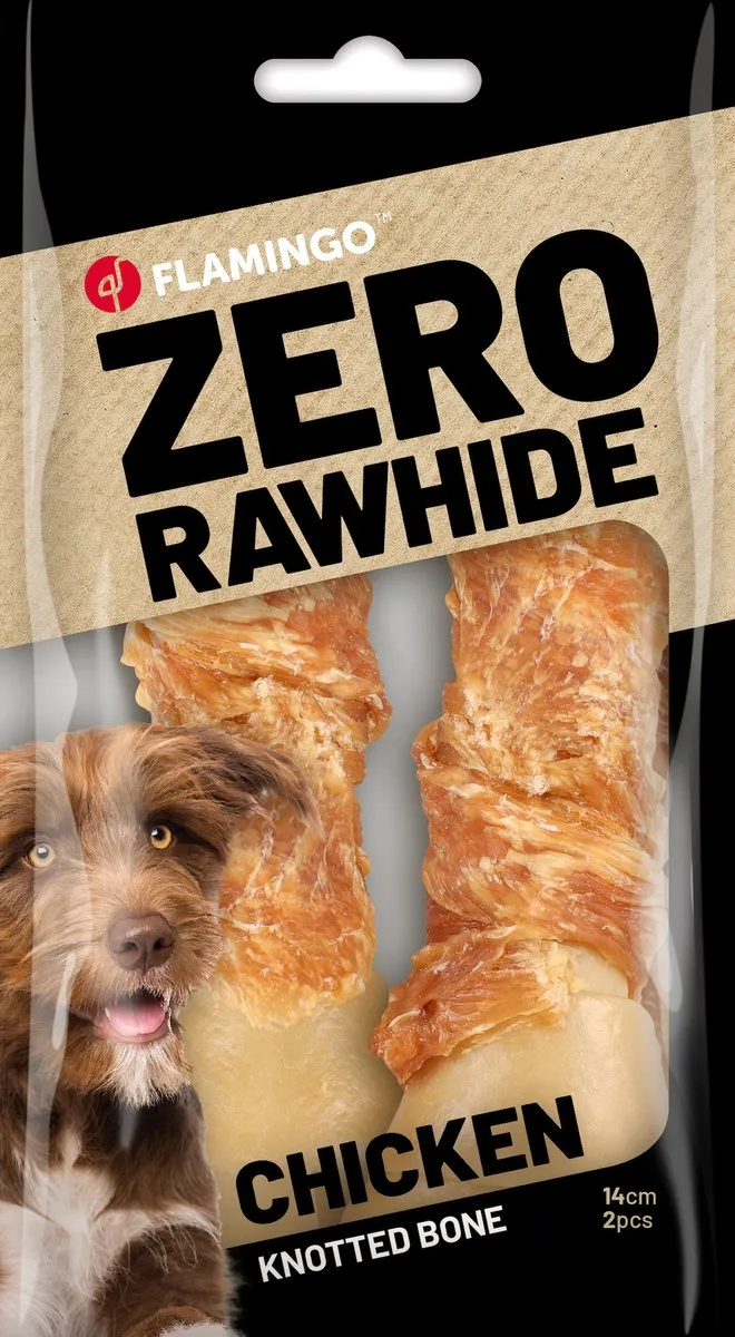 Flamingo Zero Rawhide Geknoopt Been Kip 120g - 2 Stuks