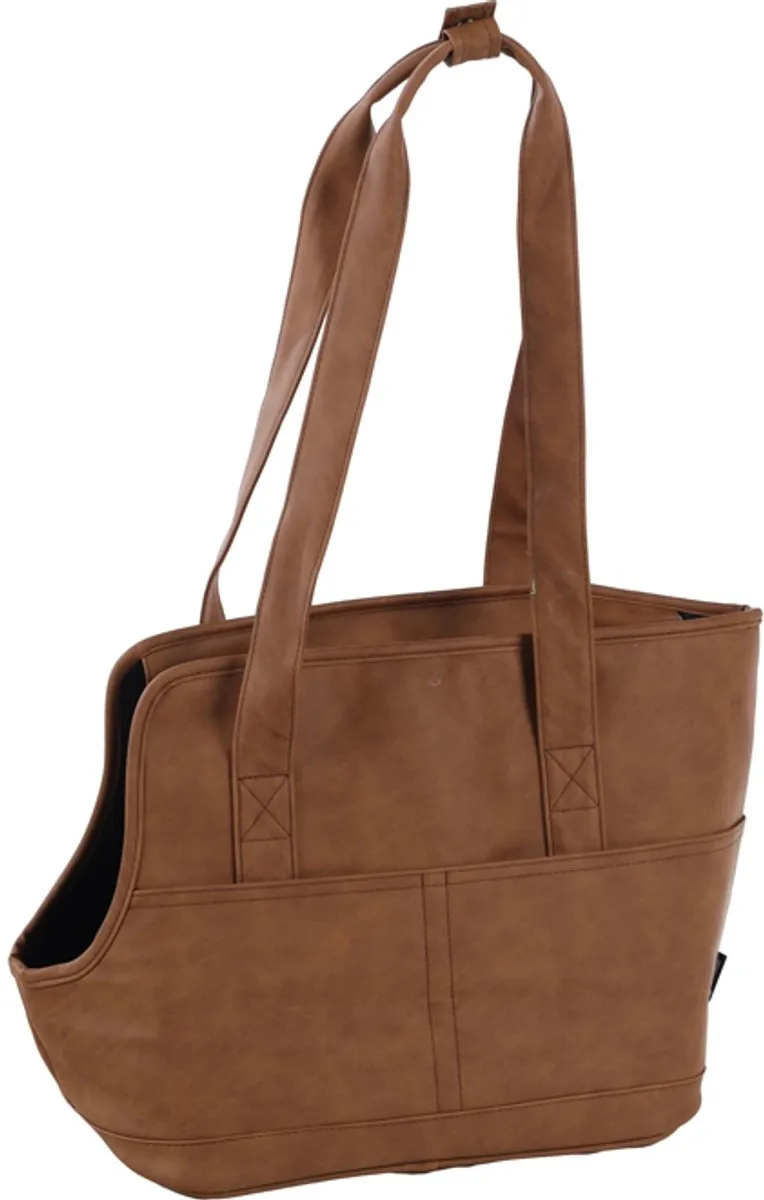 Flamingo Peaches Bruin Draagtas Hond/Kat - 46x23x31,5cm Kunstleder