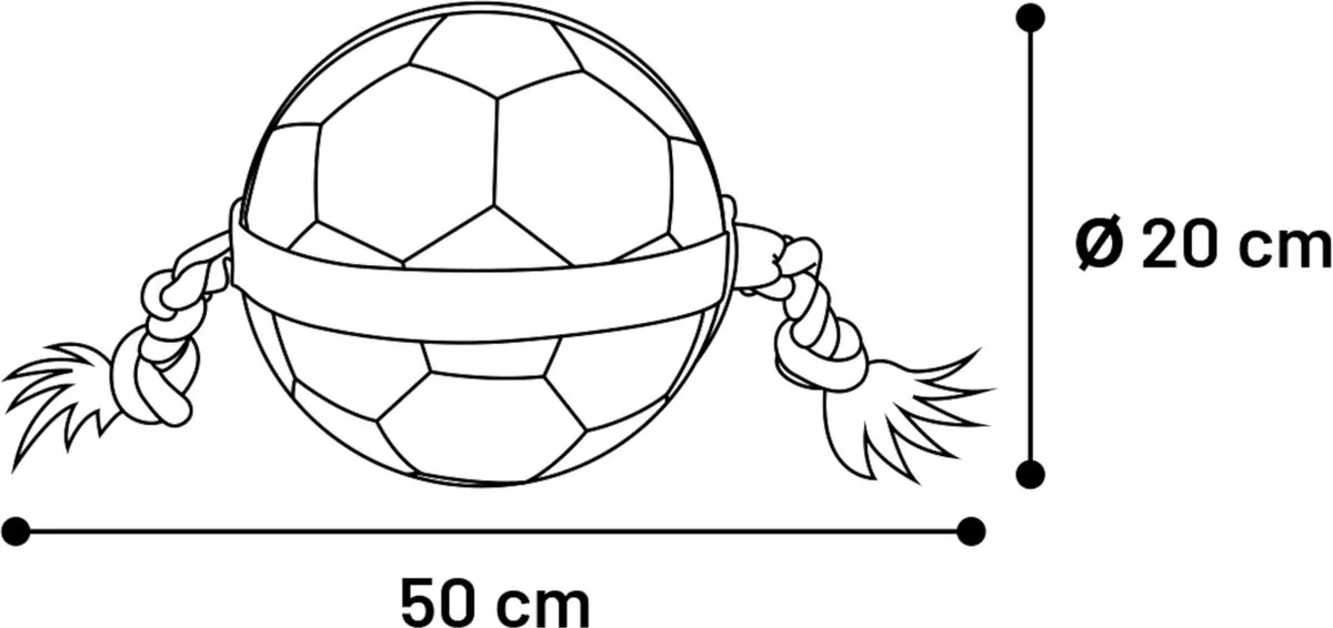 Flamingo Matchball Voetbal Hondenspeelgoed 50cm - Wit/Zwart