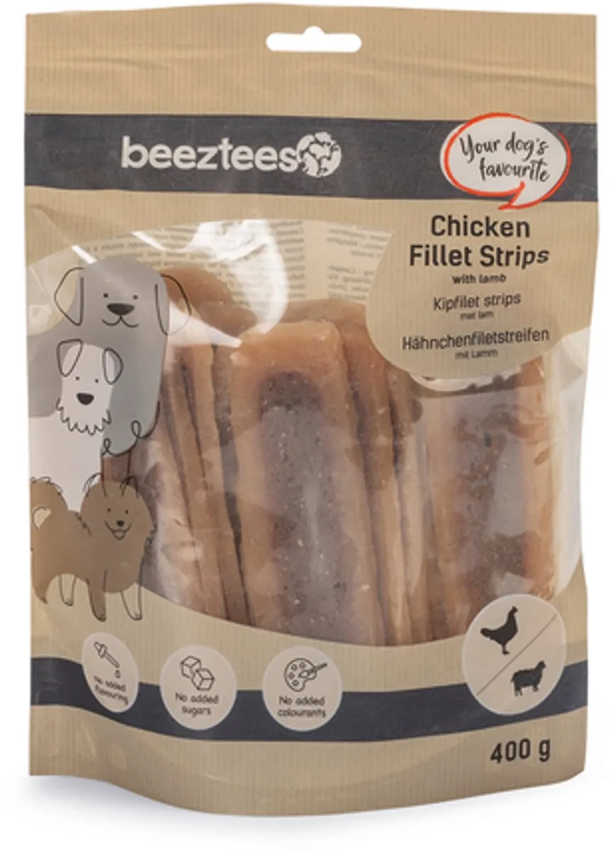 Beeztees Kipfilet Strips met Lam - 400g