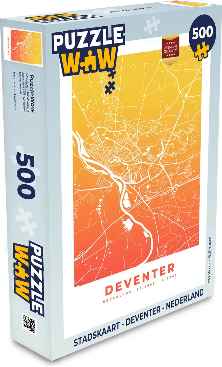 PuzzleWow Stadskaart Deventer Nederland Legpuzzel 500 Stuks