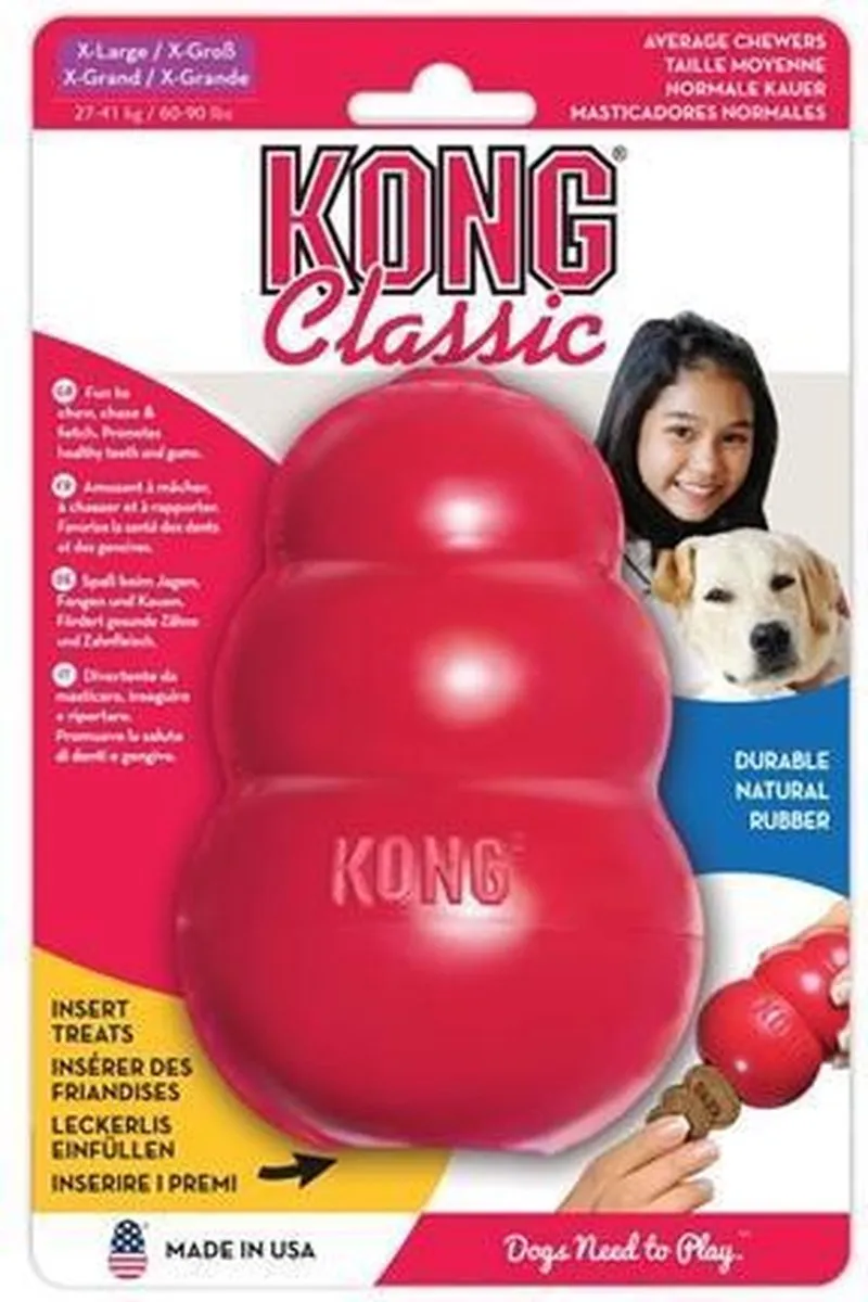 KONG Classic Snackbal Honden Speelgoed 8.9cm - Rood - afbeelding 6 van 6