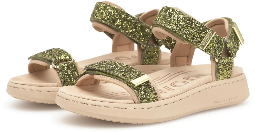 Woden Line Glitter Sandalen Groen EU 40 Vrouw