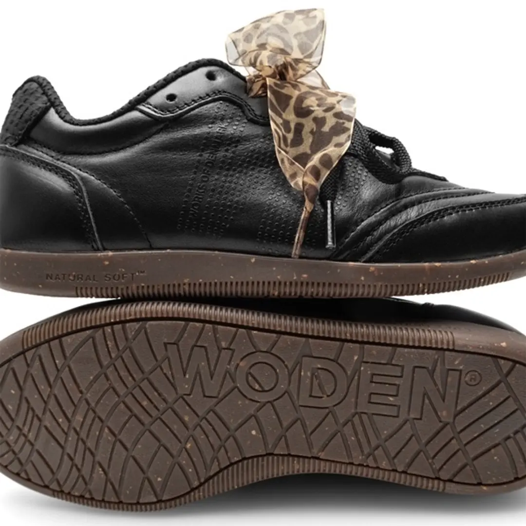 Woden Nanna dames sneakers zwart leer