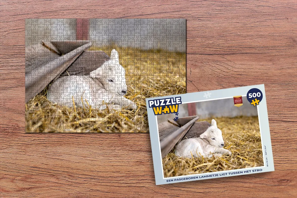 PuzzleWow Legpuzzel Een Pasgeboren Lammetje 500 Stuks