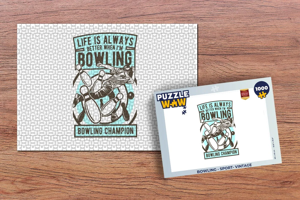PuzzleWow Bowling Vintage Legpuzzel 1000 Stuks - Multicolor