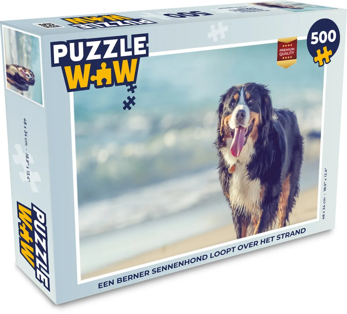 PuzzleWow Berner Sennenhond Strand Legpuzzel 500 Stuks - Multicolor