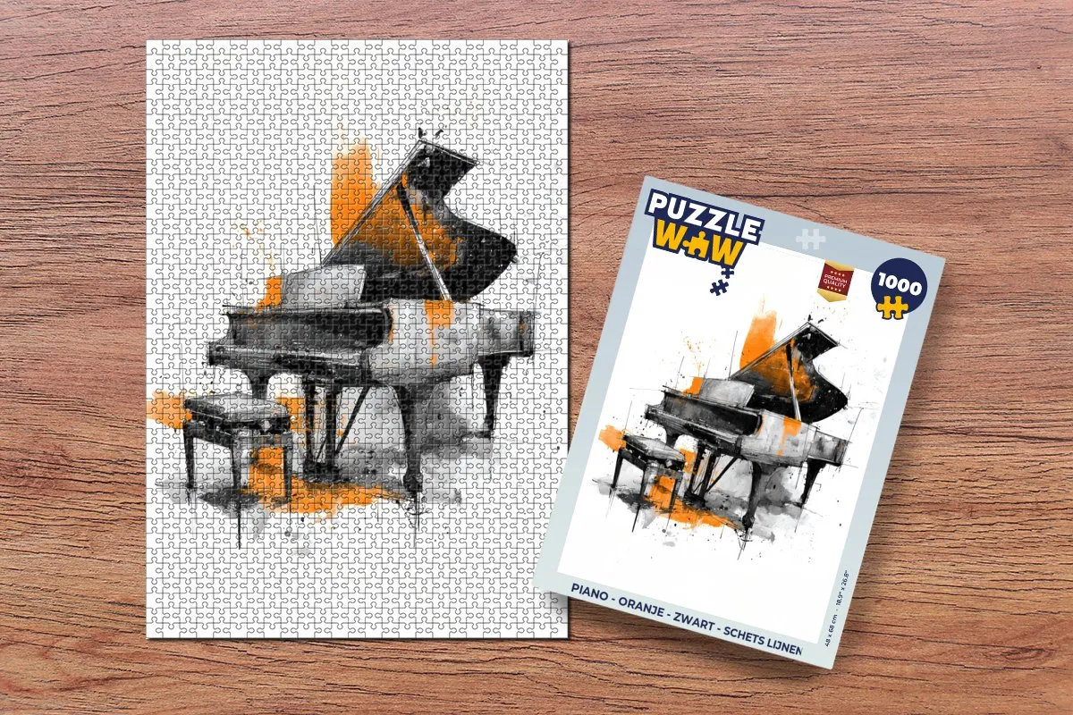 PuzzleWow Piano Legpuzzel 1000 Stuks - Oranje/Zwart