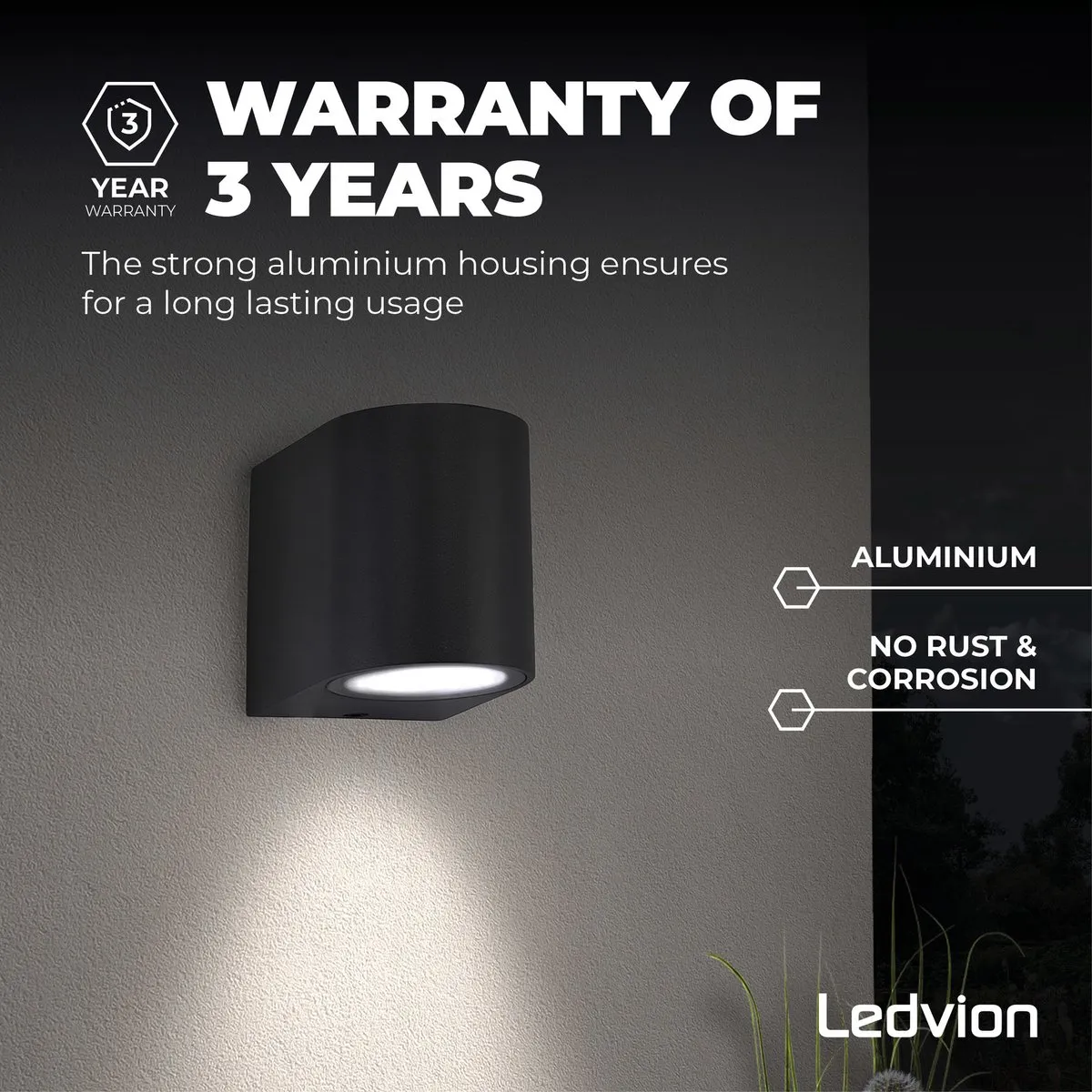 LEDVION Sacramento Wandlamp GU10 IP54 - Zwart
