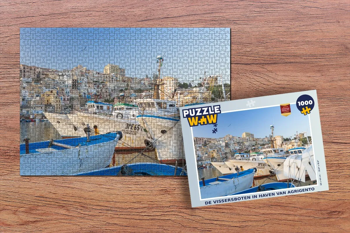 PuzzleWow Legpuzzel De Vissersboten in Haven van Agrigento 1000 Stuks - Multicolor