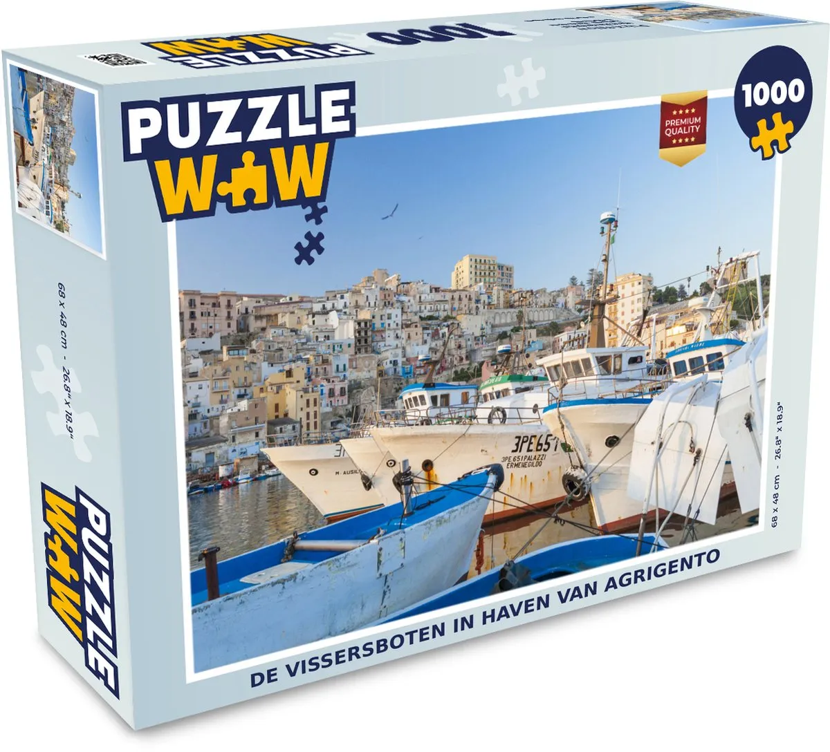 PuzzleWow Legpuzzel De Vissersboten in Haven van Agrigento 1000 Stuks