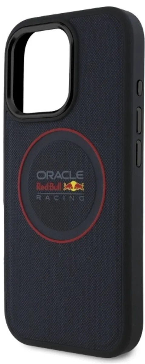 Red Bull Racing Meshed PU Leather Backcover geschikt voor MagSafe geschikt voor iPhone 16 Pro - Navy