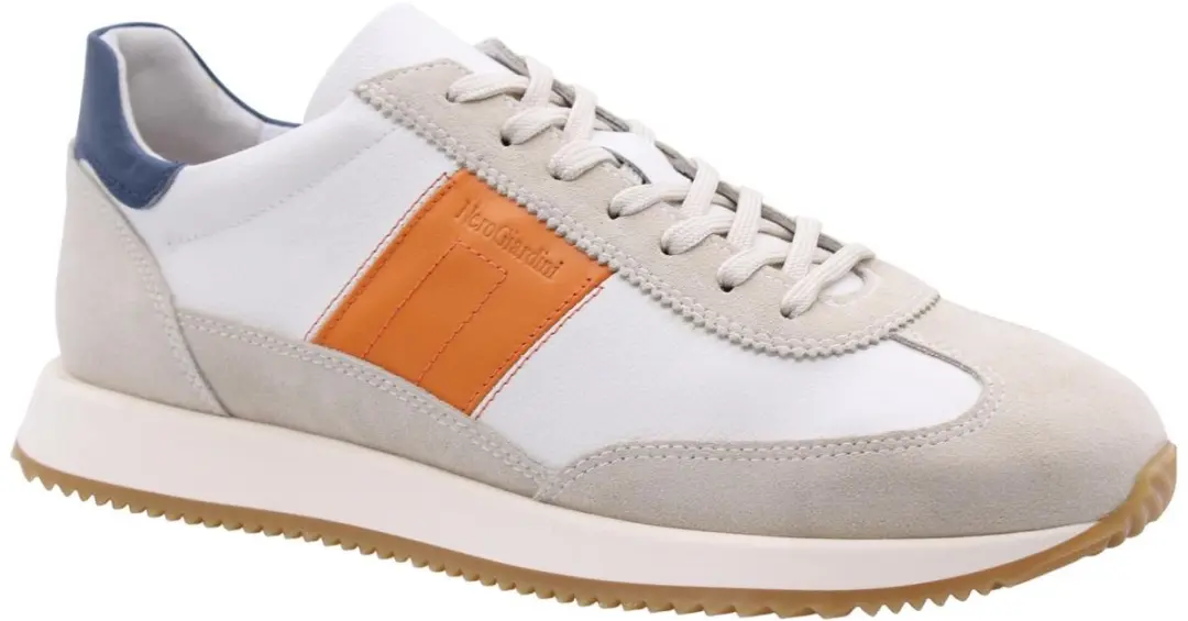 Sneaker Nerogiardini Velour Dollarino Wit Softy Oranje 3166 Sauvage