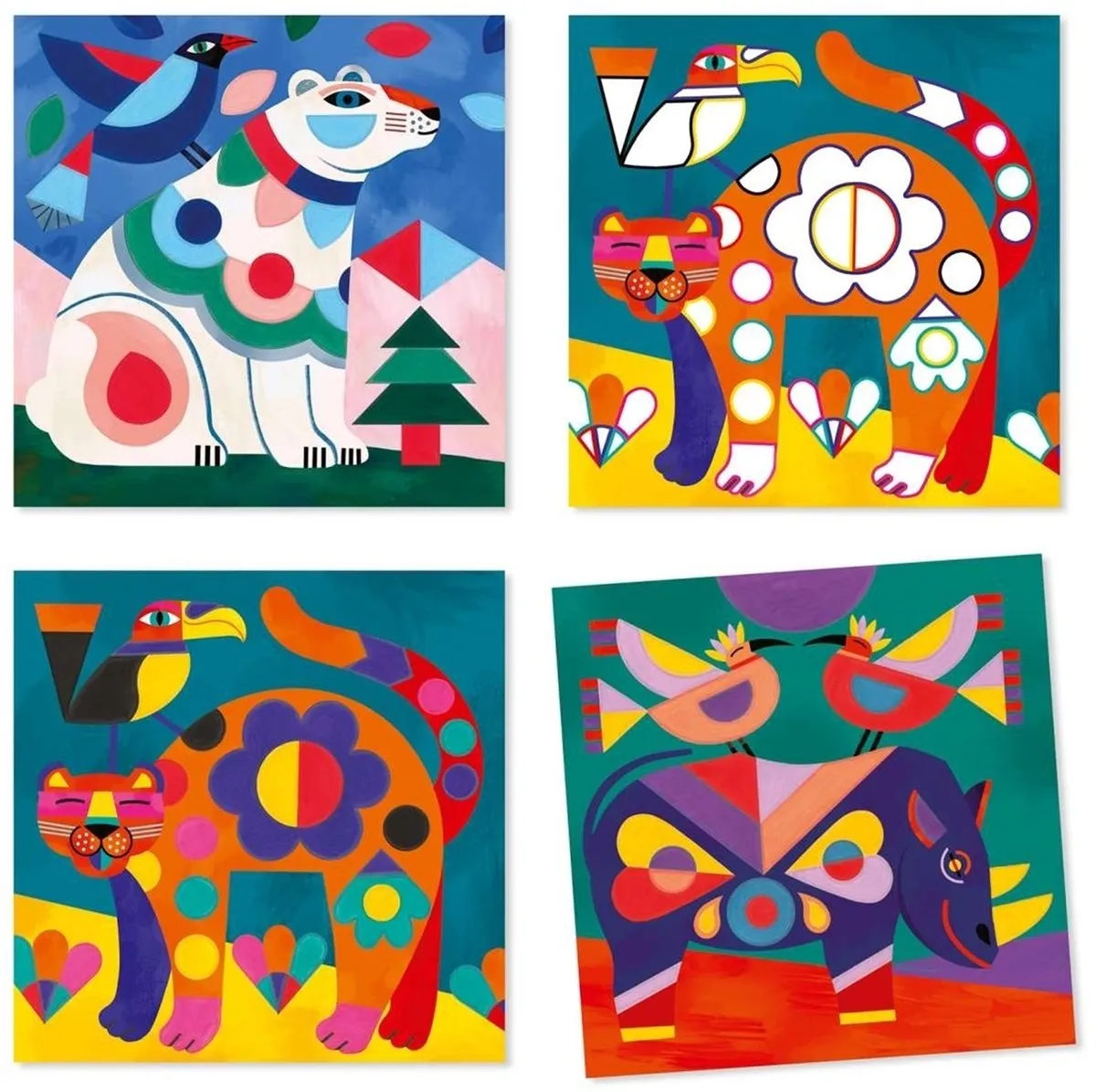 Djeco Fanciful Bestiary Kleurplaten - 4 Stuks