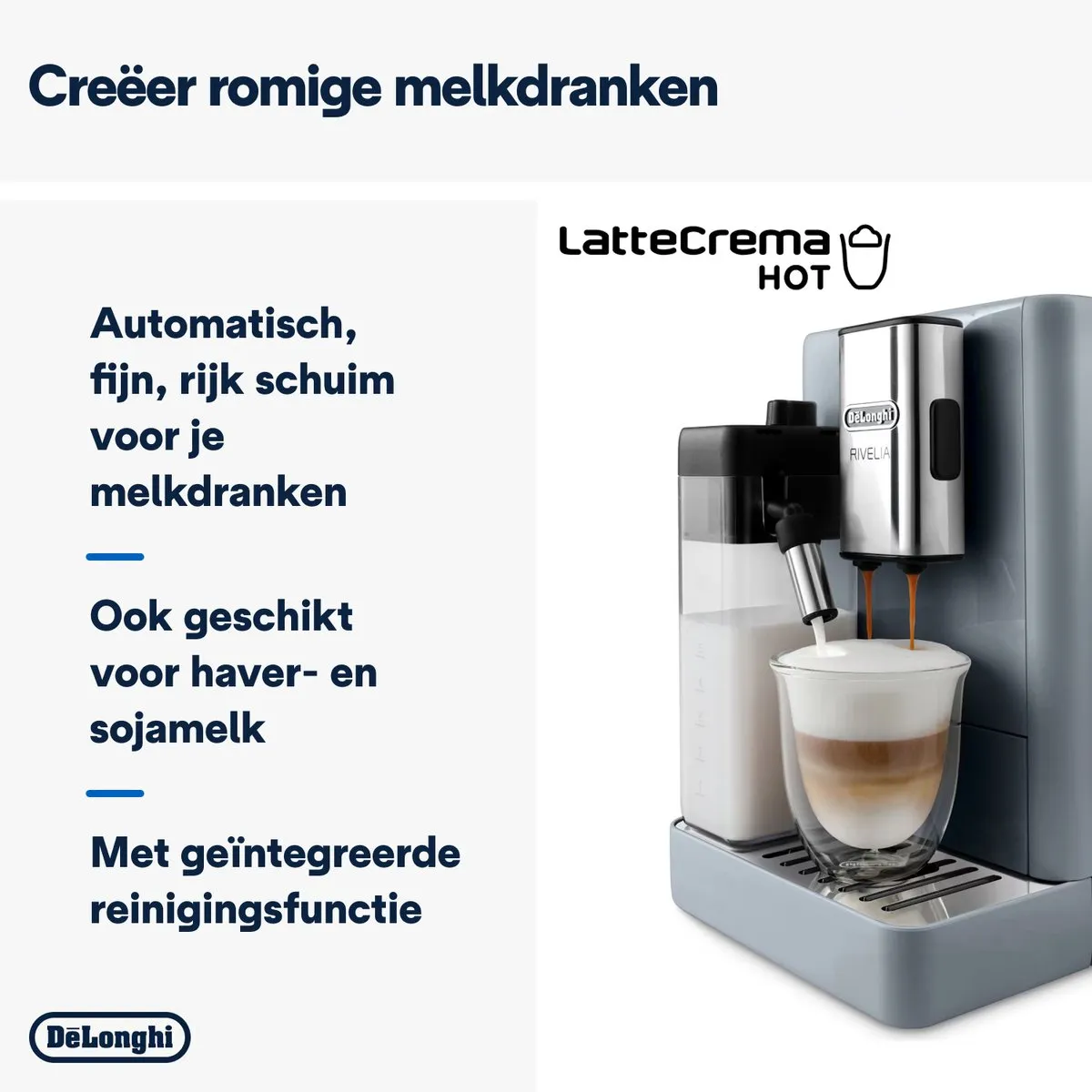 De'Longhi Rivelia EXAM440.55.G - Volautomatische espressomachine - Pebble Grey - Koffiemachine met bonen