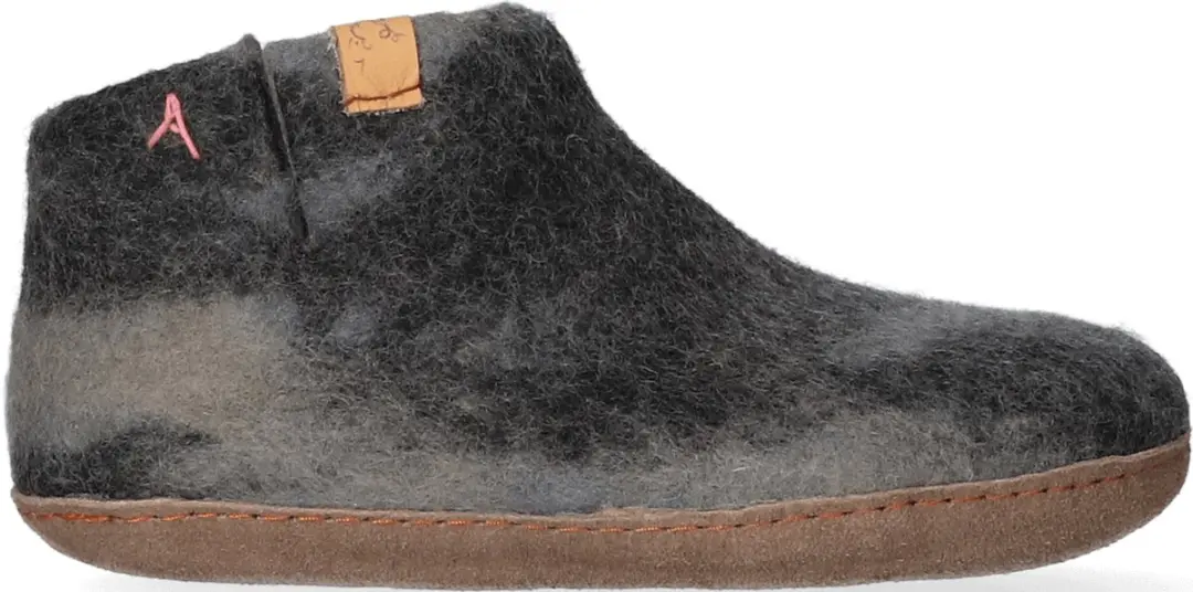 Mula-Lungta Unisex Pantoffels Wolvilt Zwart/Grijs
