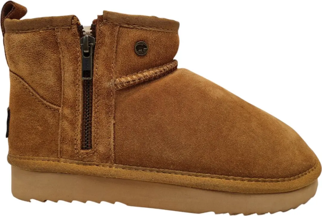 Warmbat Durack Wom Suede Boot Zip Cogn Dames Pantoffels