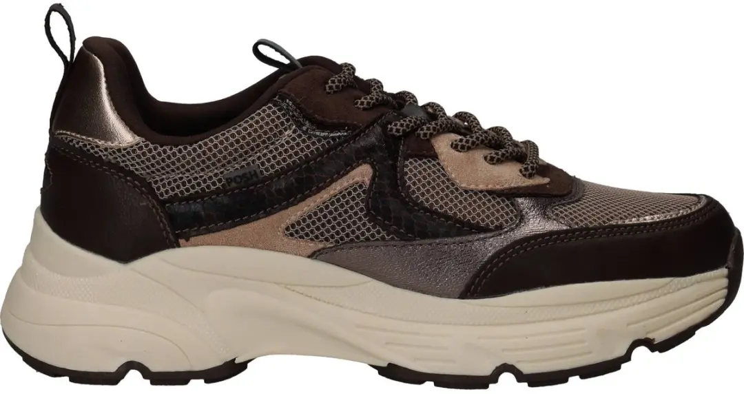 POSH by Poelman Sneakers - Dames - Bruin - Maat:37