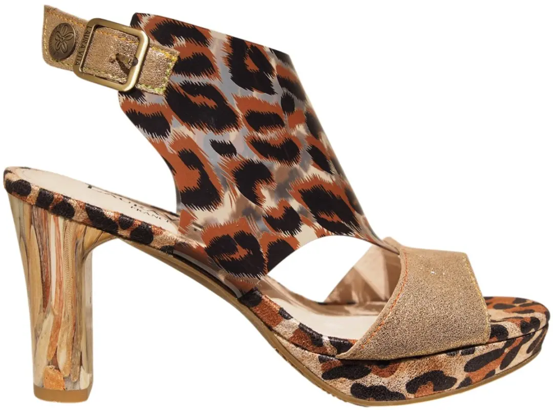 Laura Vita dames peeptoe pumps met luipaardprint