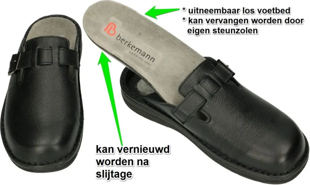 Berkemann 05729 Pantoffels - Heren - Zwart - Maat 40 - afbeelding 5 van 6
