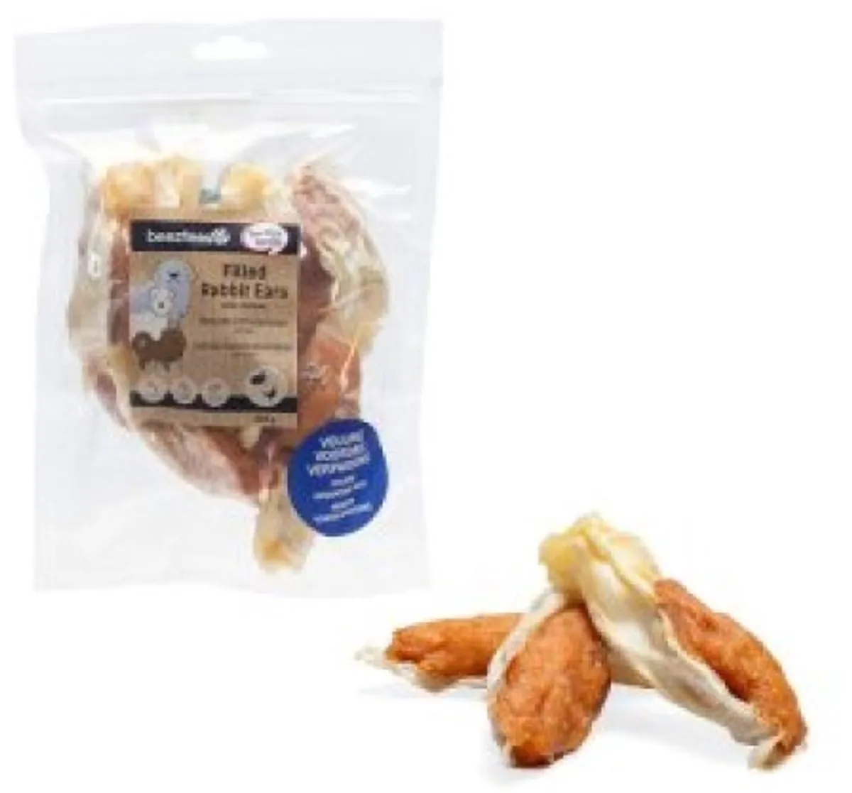 Beeztees Gevulde Konijnenoren Kip 250g