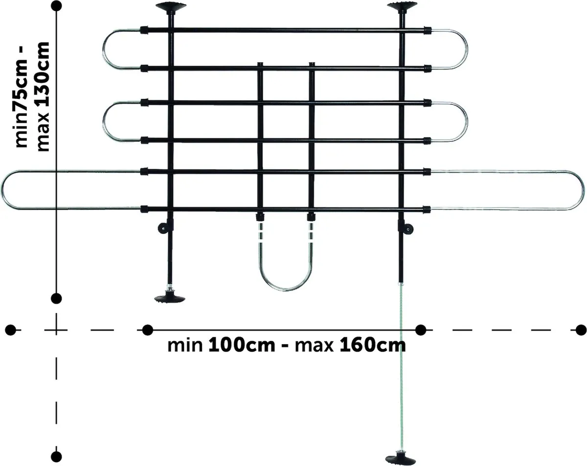Flamingo Tara Autoveiligheidsrek - 100-160cm x 75-130cm - Zwart