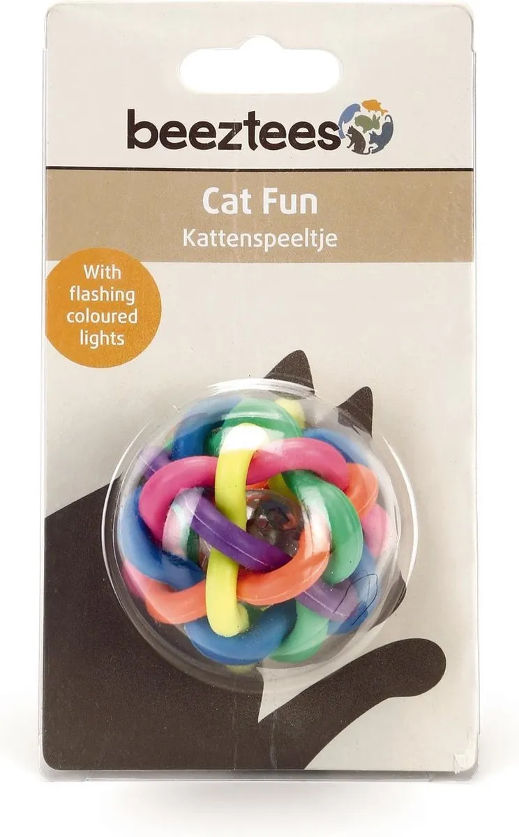 Beeztees Lichtbal+Knipperlicht Katten Speelgoed 6cm - Regenboog